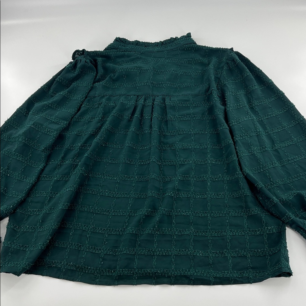 Alice blue hunter green peasant top faux pearls holiday glam festive traditional - Picture 8 of 8